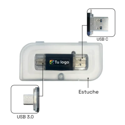 Imagen principal de Pendrive Duo USB + USB C 32GB personalizado