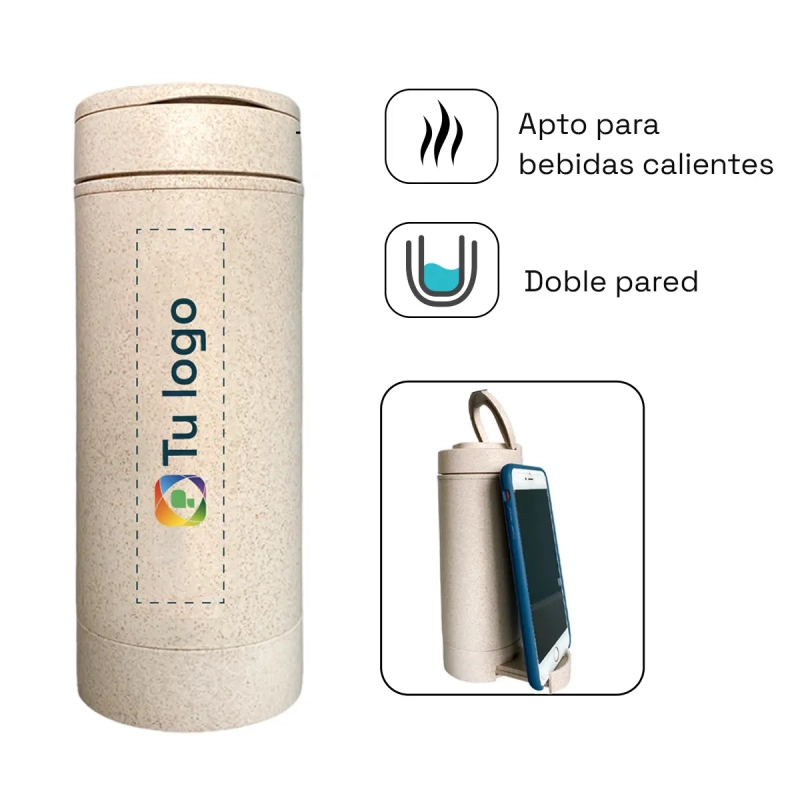 Vista previa 1 de Mug de trigo porta celular 400ml