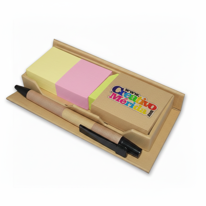 Vista previa 1 de Bloc de notas + post its + bolígrafo +regla ecológicos personalizado